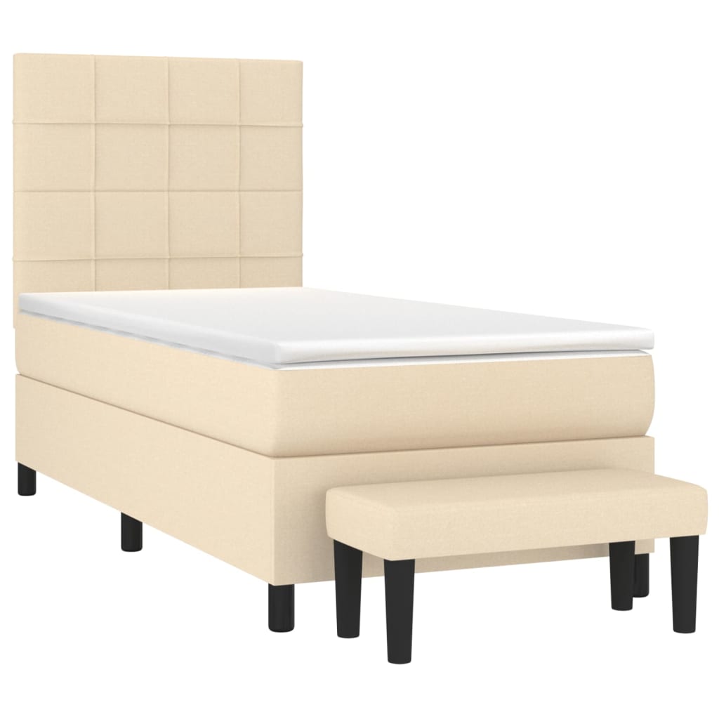 Boxspring met matras stof crèmekleurig 90x190 cm is nu te koop bij PeponiXL, paradijselijk wonen!