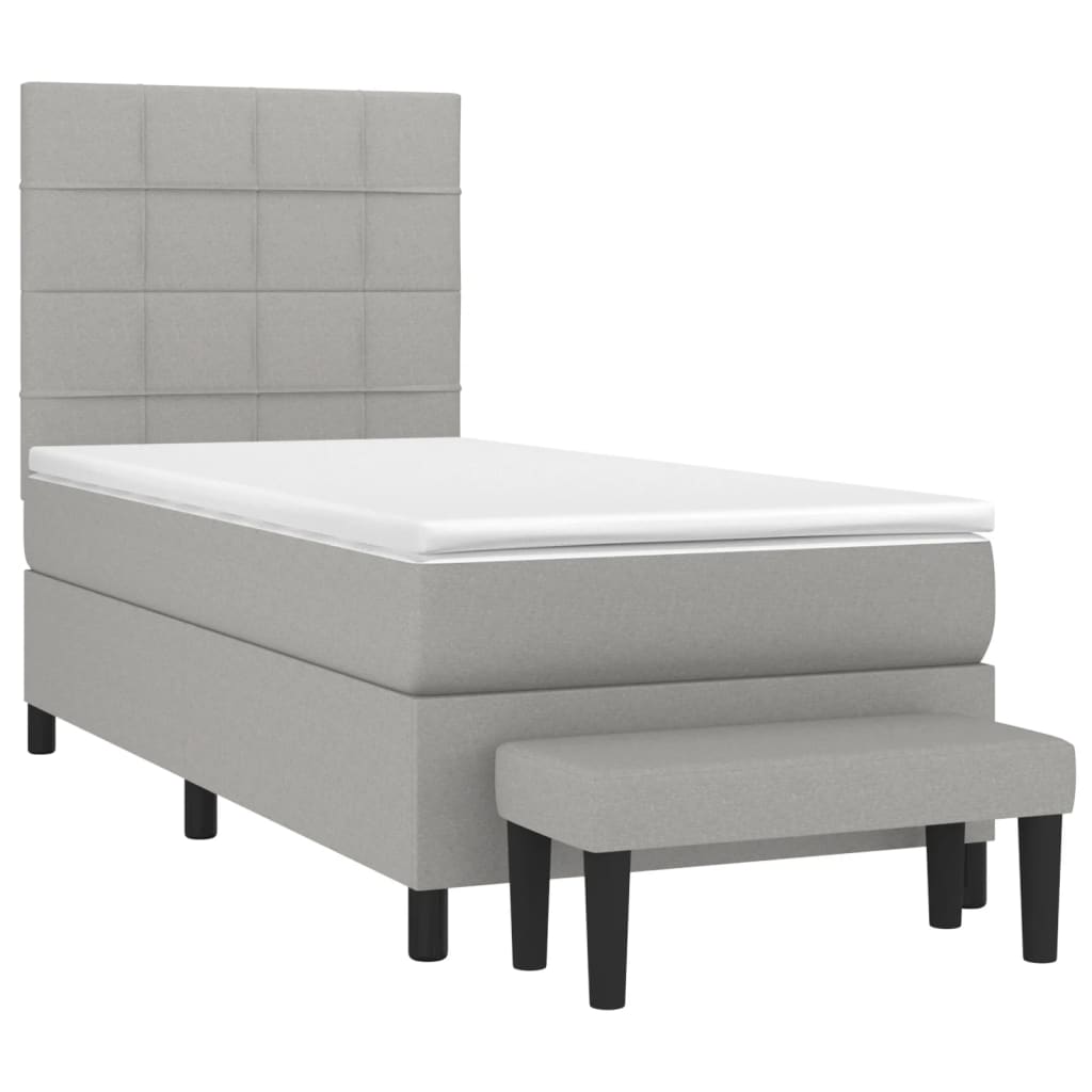 Boxspring met matras stof lichtgrijs 90x200 cm is nu te koop bij PeponiXL, paradijselijk wonen!