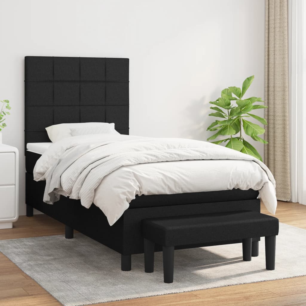 Boxspring met matras stof zwart 90x200 cm is nu te koop bij PeponiXL, paradijselijk wonen!
