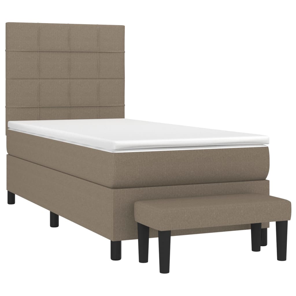 Boxspring met matras stof taupe 90x200 cm is nu te koop bij PeponiXL, paradijselijk wonen!