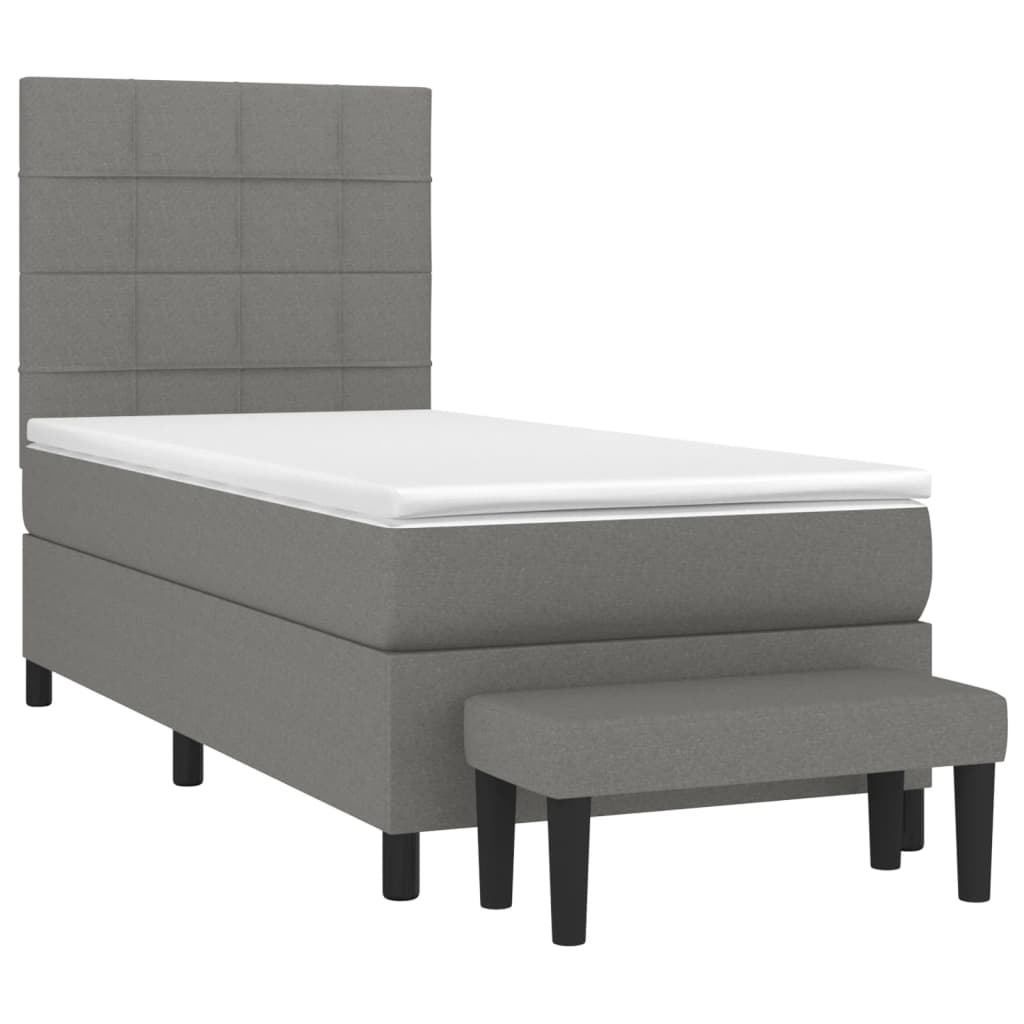Boxspring met matras stof donkergrijs 100x200 cm is nu te koop bij PeponiXL, paradijselijk wonen!