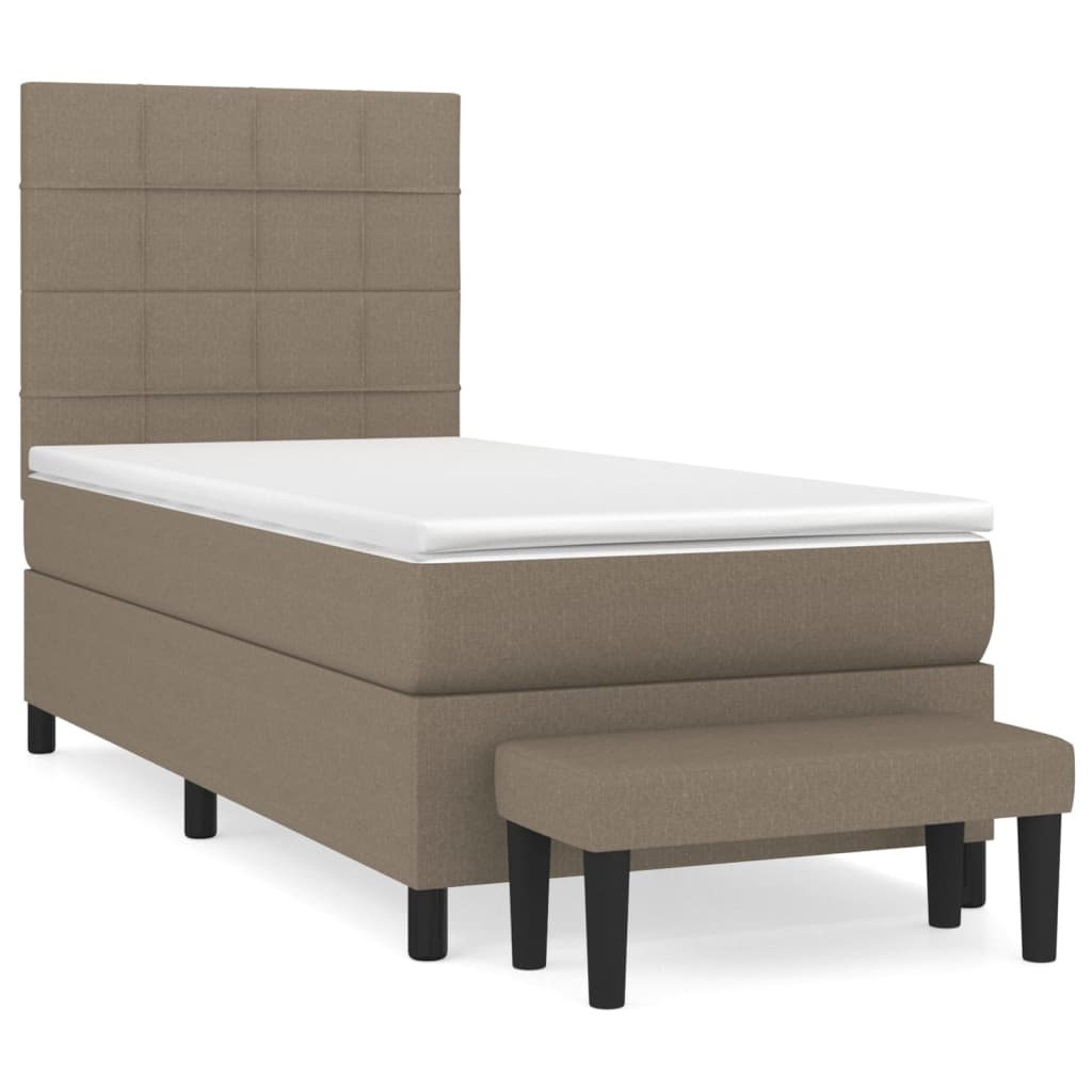 Boxspring met matras stof taupe 100x200 cm is nu te koop bij PeponiXL, paradijselijk wonen!