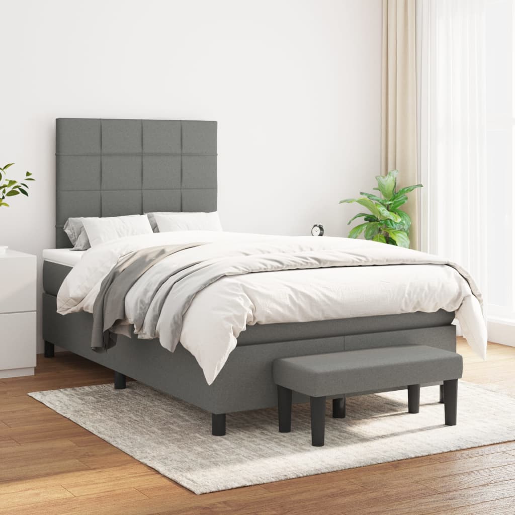 Boxspring met matras stof donkergrijs 120x200 cm is nu te koop bij PeponiXL, paradijselijk wonen!