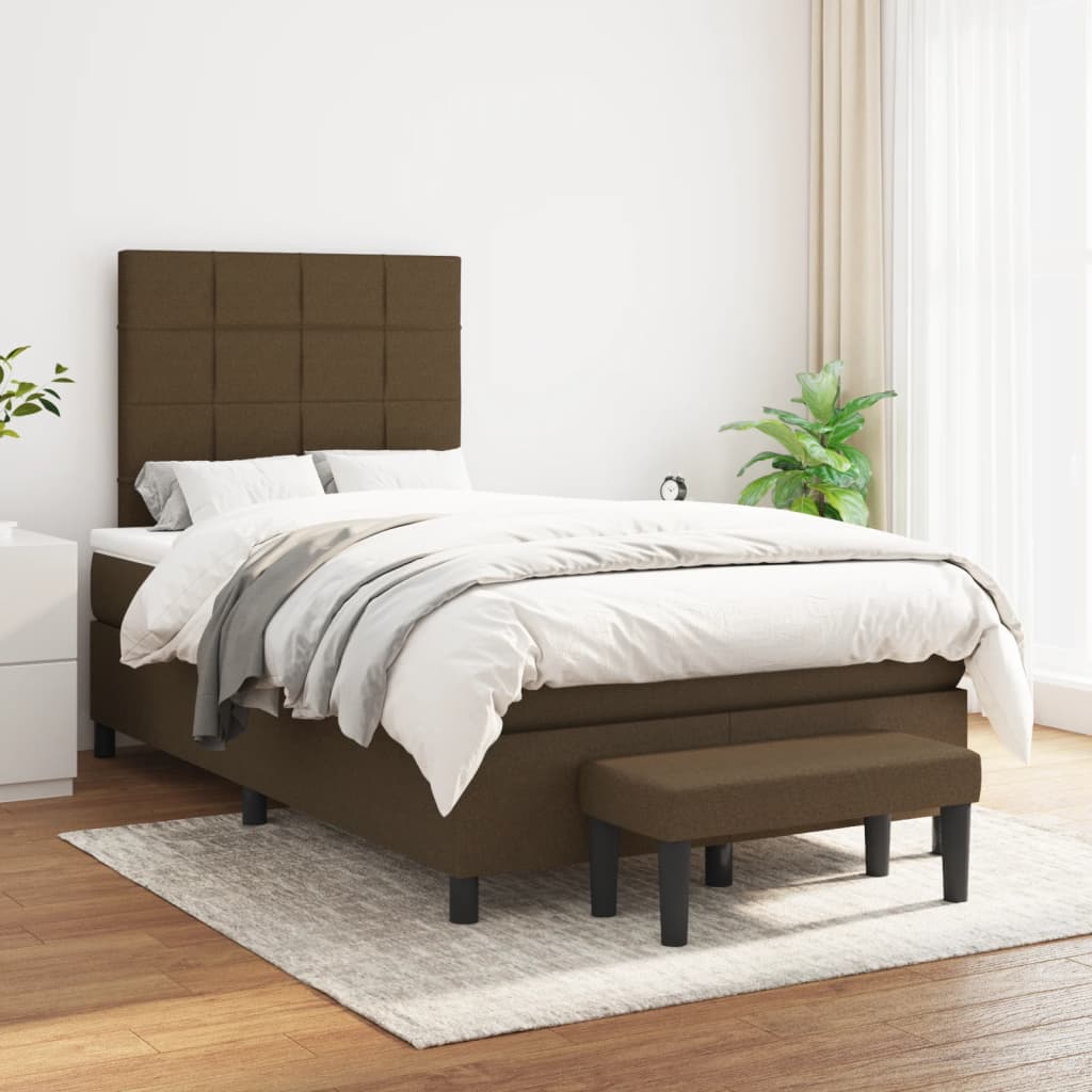 Boxspring met matras stof donkerbruin 120x200 cm is nu te koop bij PeponiXL, paradijselijk wonen!