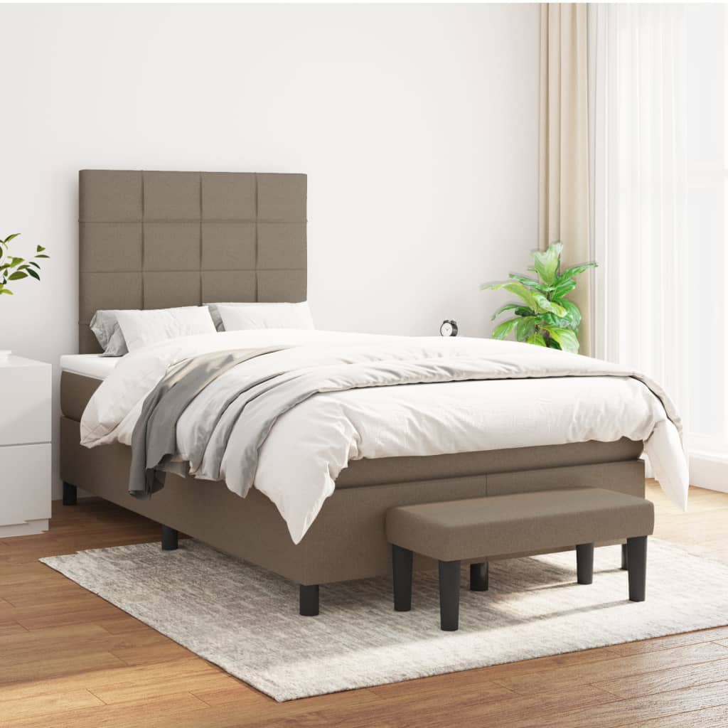 Boxspring met matras stof taupe 120x200 cm is nu te koop bij PeponiXL, paradijselijk wonen!