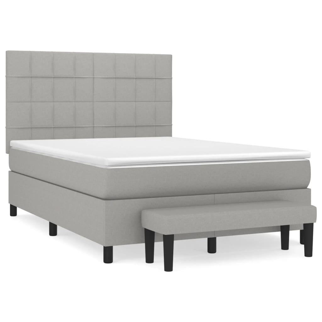 Boxspring met matras stof lichtgrijs 140x200 cm is nu te koop bij PeponiXL, paradijselijk wonen!