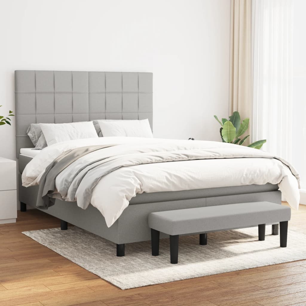 Boxspring met matras stof lichtgrijs 140x200 cm is nu te koop bij PeponiXL, paradijselijk wonen!
