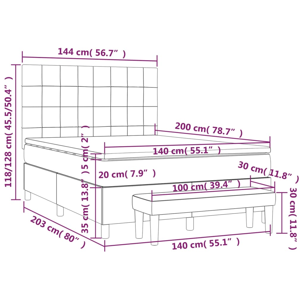 Boxspring met matras stof donkerbruin 140x200 cm is nu te koop bij PeponiXL, paradijselijk wonen!