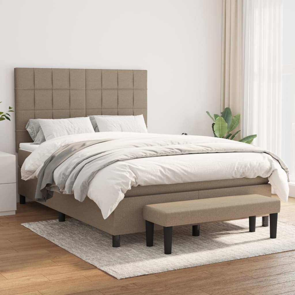 Boxspring met matras stof taupe 140x200 cm is nu te koop bij PeponiXL, paradijselijk wonen!
