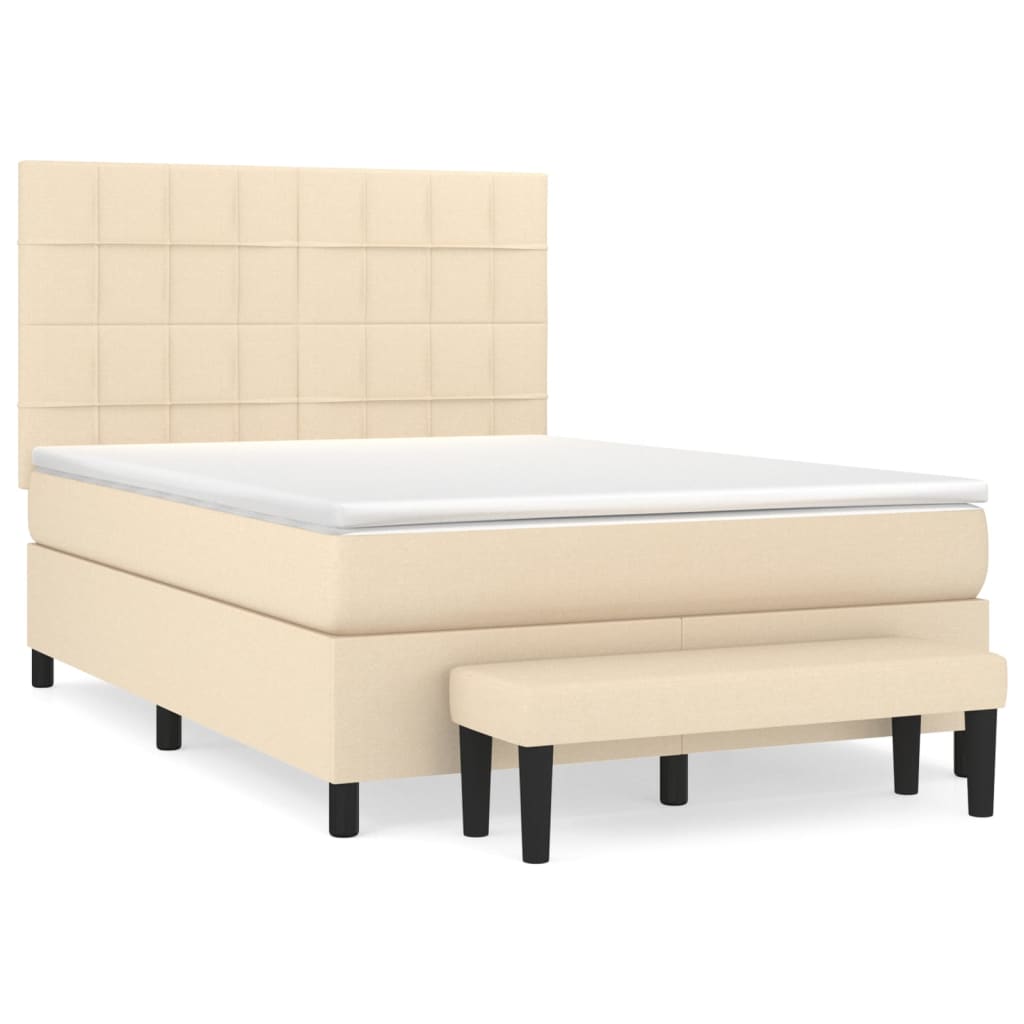 Boxspring met matras stof crèmekleurig 140x200 cm is nu te koop bij PeponiXL, paradijselijk wonen!
