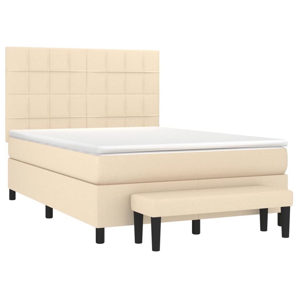 Boxspring met matras stof crèmekleurig 140x200 cm is nu te koop bij PeponiXL, paradijselijk wonen!