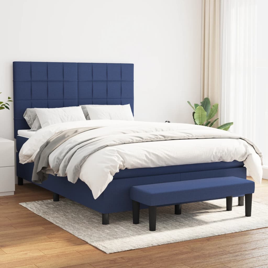Boxspring met matras stof blauw 140x200 cm is nu te koop bij PeponiXL, paradijselijk wonen!