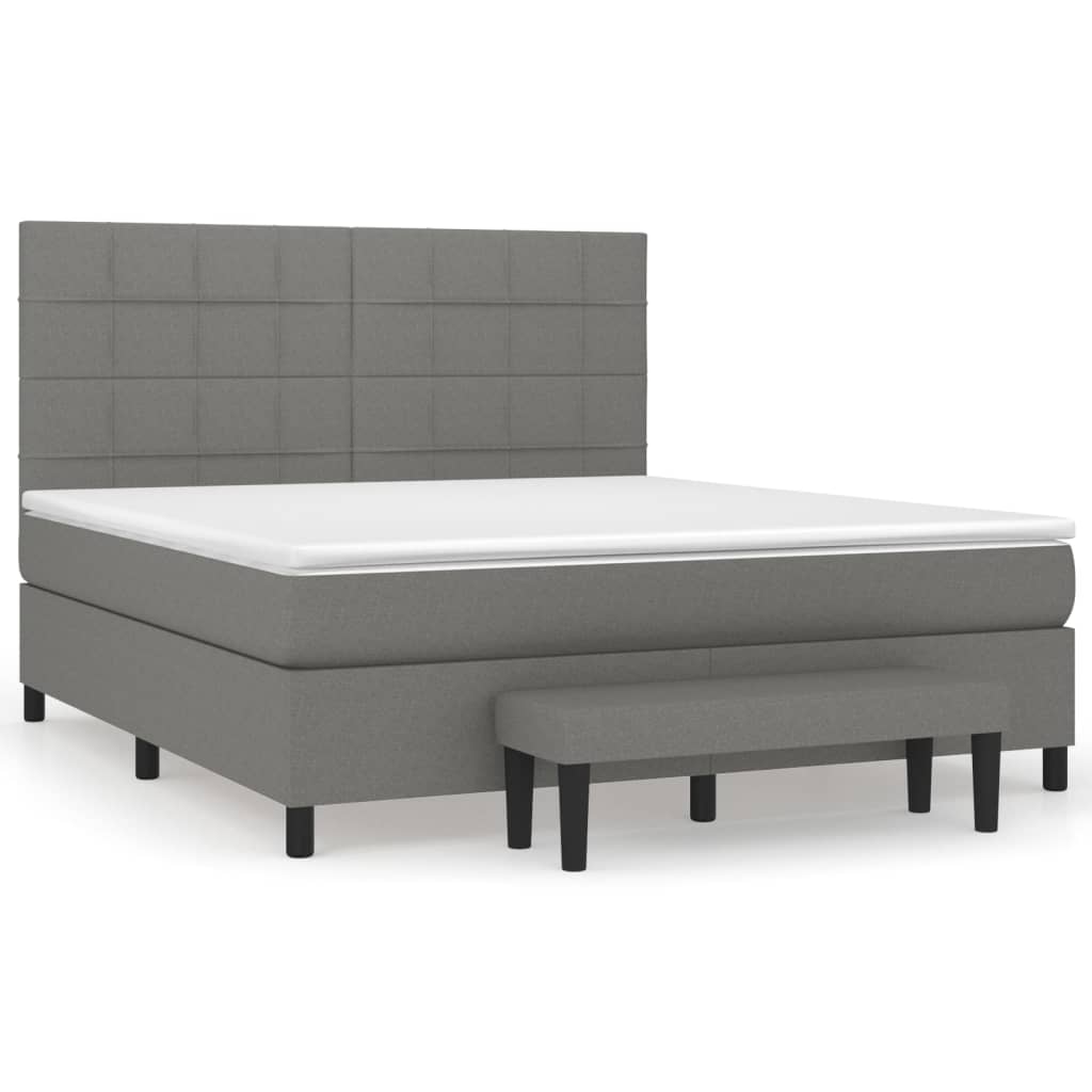 Boxspring met matras stof donkergrijs 160x200 cm is nu te koop bij PeponiXL, paradijselijk wonen!