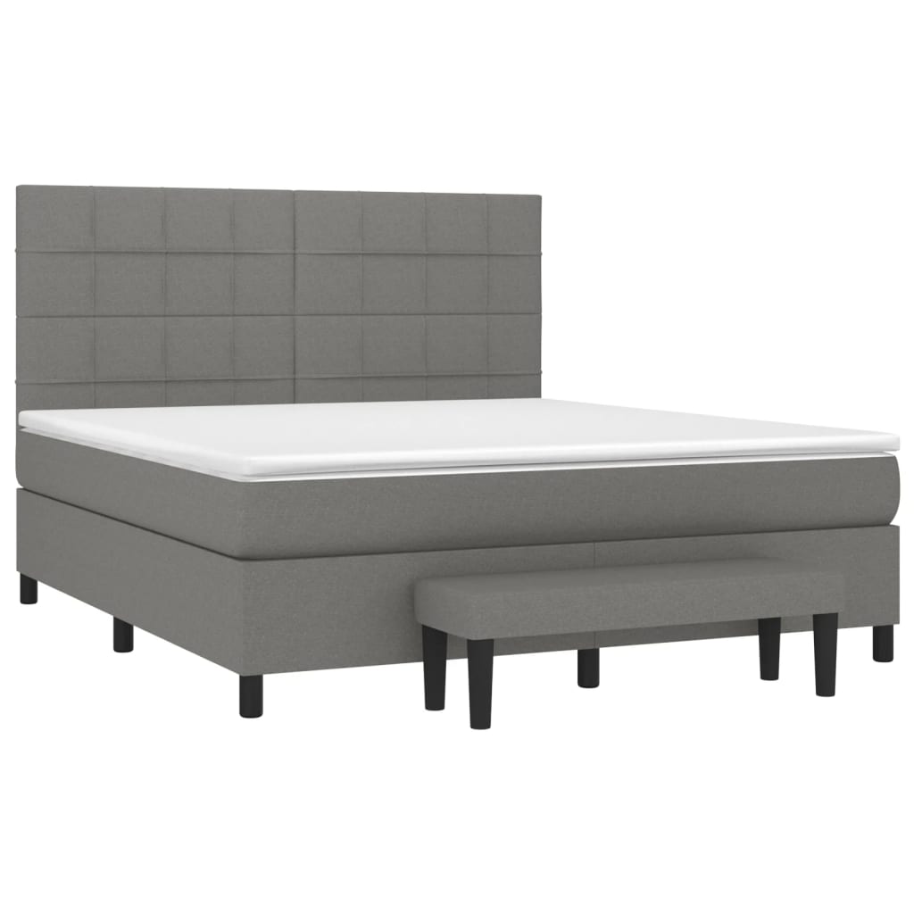 Boxspring met matras stof donkergrijs 160x200 cm is nu te koop bij PeponiXL, paradijselijk wonen!