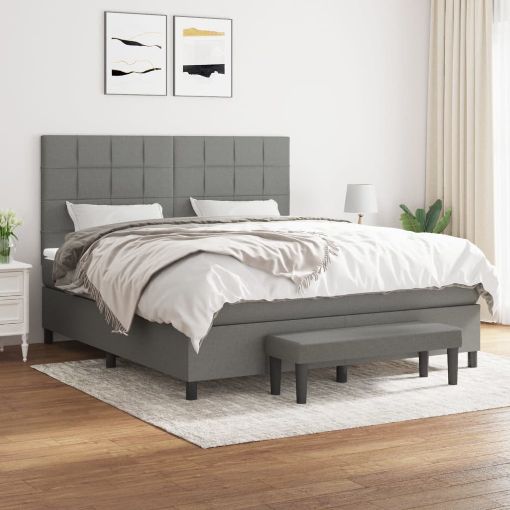 Boxspring met matras stof donkergrijs 160x200 cm is nu te koop bij PeponiXL, paradijselijk wonen!