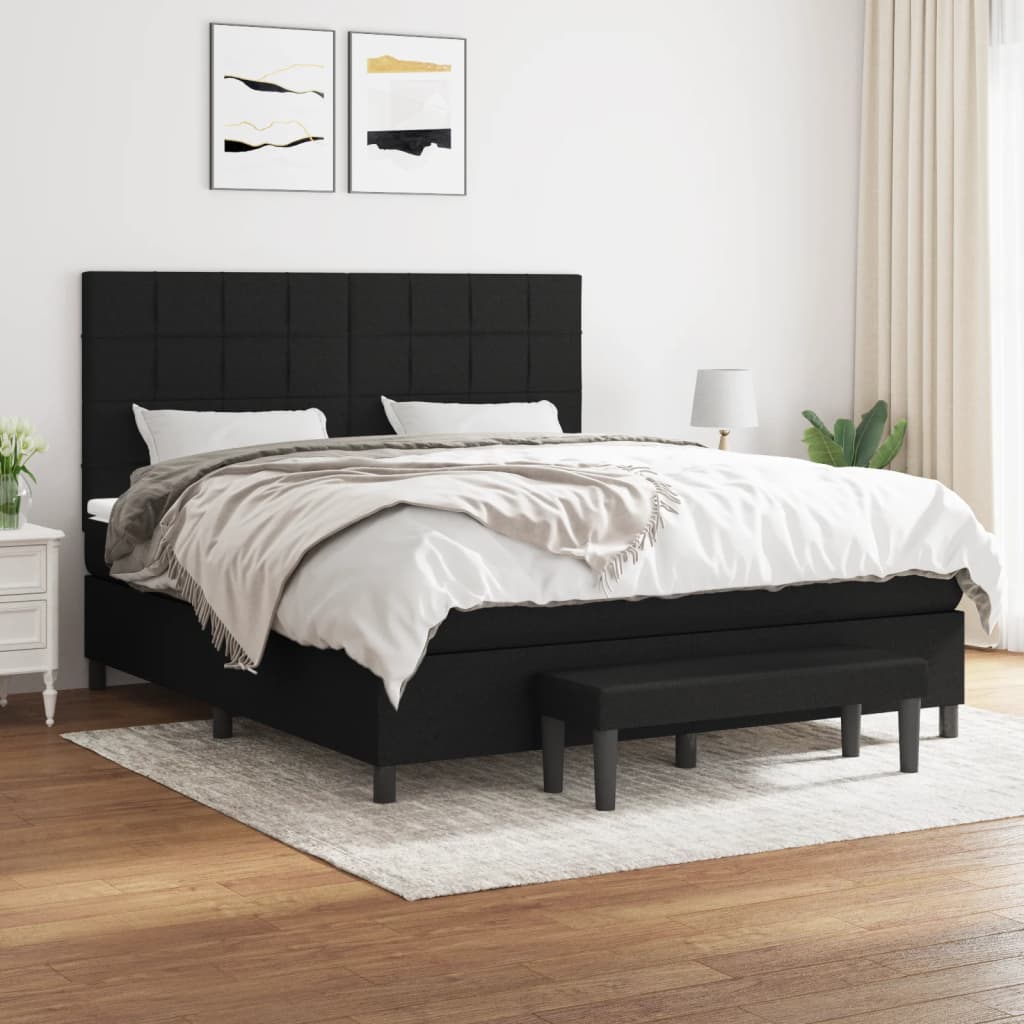 Boxspring met matras stof zwart 160x200 cm is nu te koop bij PeponiXL, paradijselijk wonen!