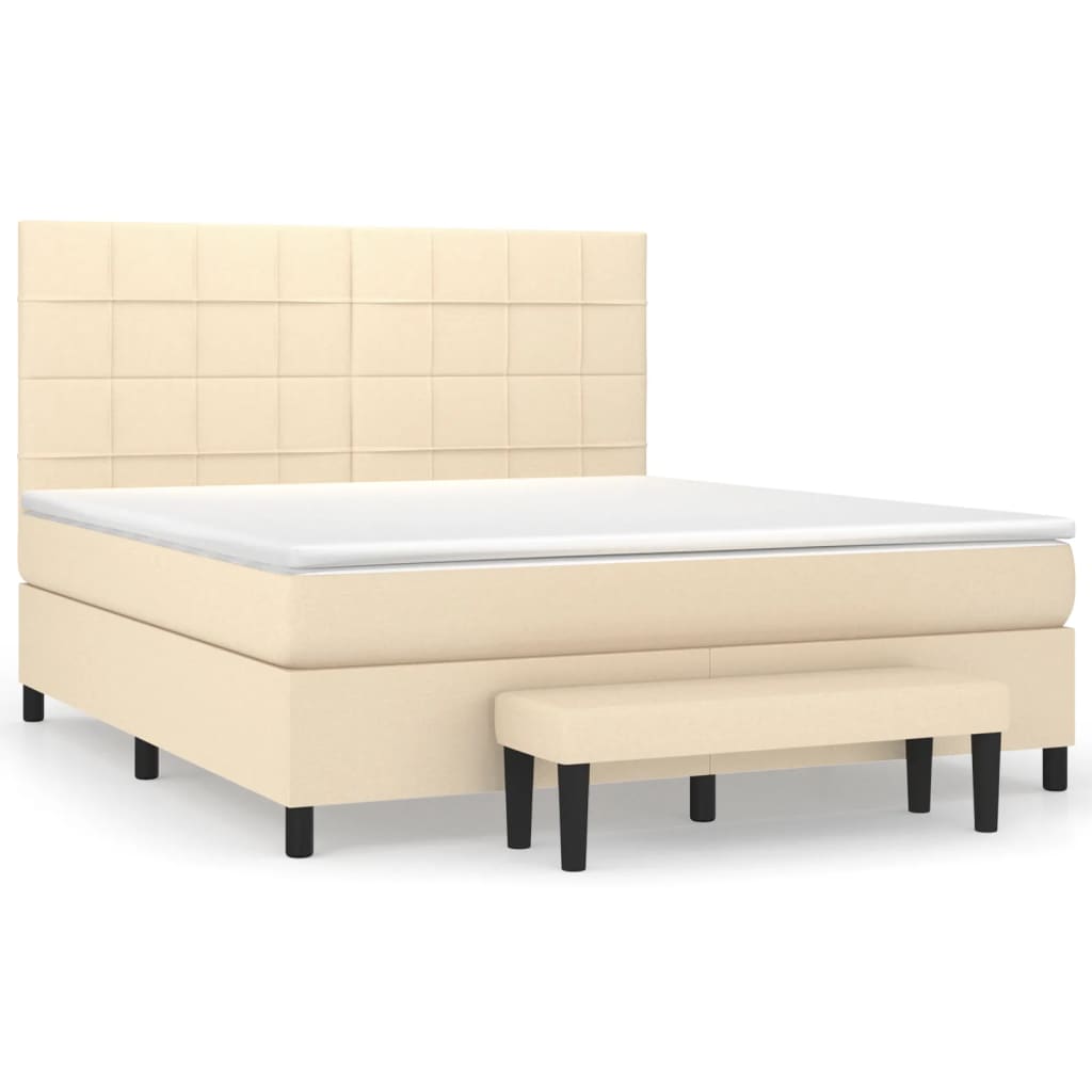 Boxspring met matras stof crèmekleurig 160x200 cm is nu te koop bij PeponiXL, paradijselijk wonen!