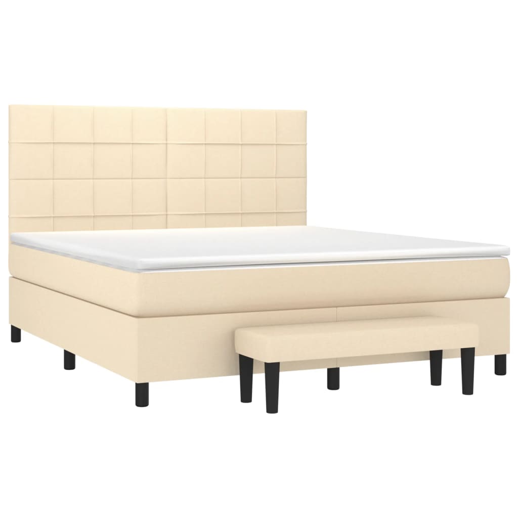 Boxspring met matras stof crèmekleurig 160x200 cm is nu te koop bij PeponiXL, paradijselijk wonen!