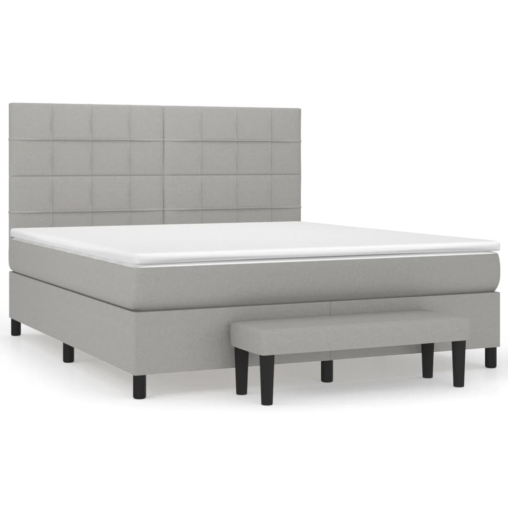 Boxspring met matras stof lichtgrijs 180x200 cm is nu te koop bij PeponiXL, paradijselijk wonen!