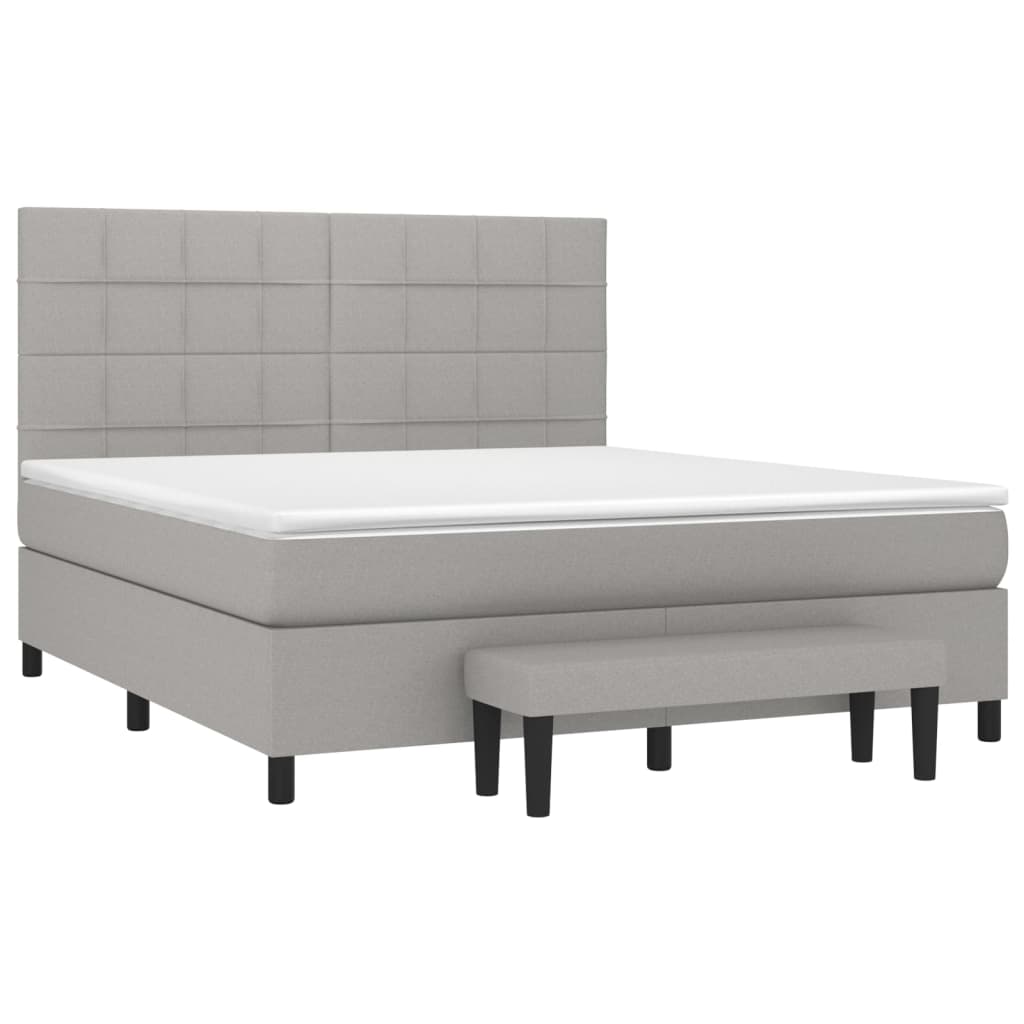 Boxspring met matras stof lichtgrijs 180x200 cm is nu te koop bij PeponiXL, paradijselijk wonen!