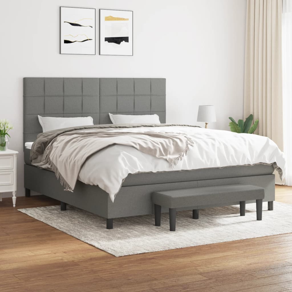 Boxspring met matras stof donkergrijs 180x200 cm is nu te koop bij PeponiXL, paradijselijk wonen!