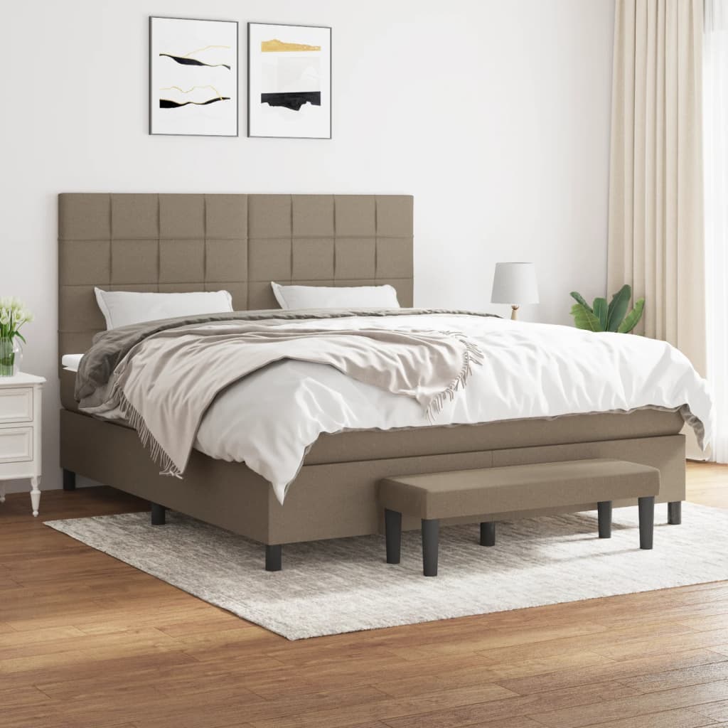 Boxspring met matras stof taupe 180x200 cm is nu te koop bij PeponiXL, paradijselijk wonen!
