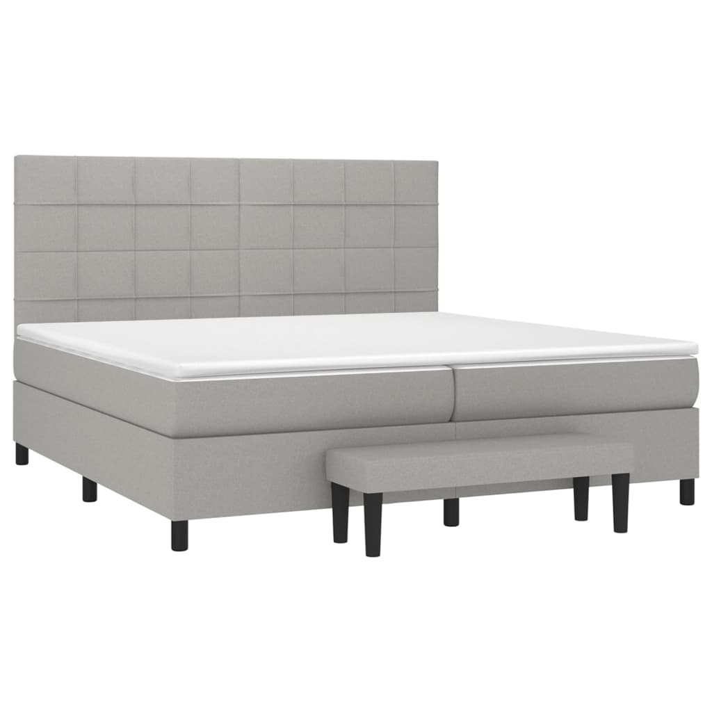 Boxspring met matras stof lichtgrijs 200x200 cm is nu te koop bij PeponiXL, paradijselijk wonen!