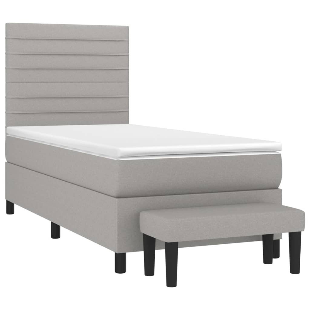 Boxspring met matras stof lichtgrijs 80x200 cm is nu te koop bij PeponiXL, paradijselijk wonen!