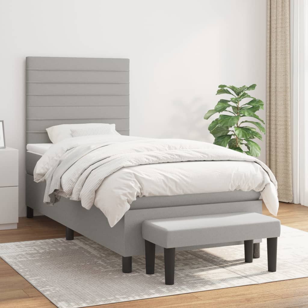 Boxspring met matras stof lichtgrijs 80x200 cm is nu te koop bij PeponiXL, paradijselijk wonen!