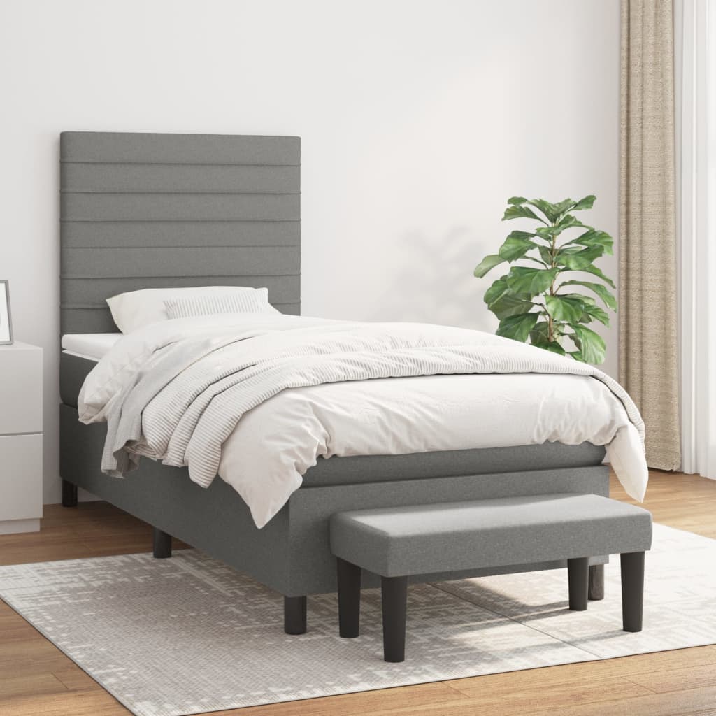 Boxspring met matras stof donkergrijs 80x200 cm is nu te koop bij PeponiXL, paradijselijk wonen!