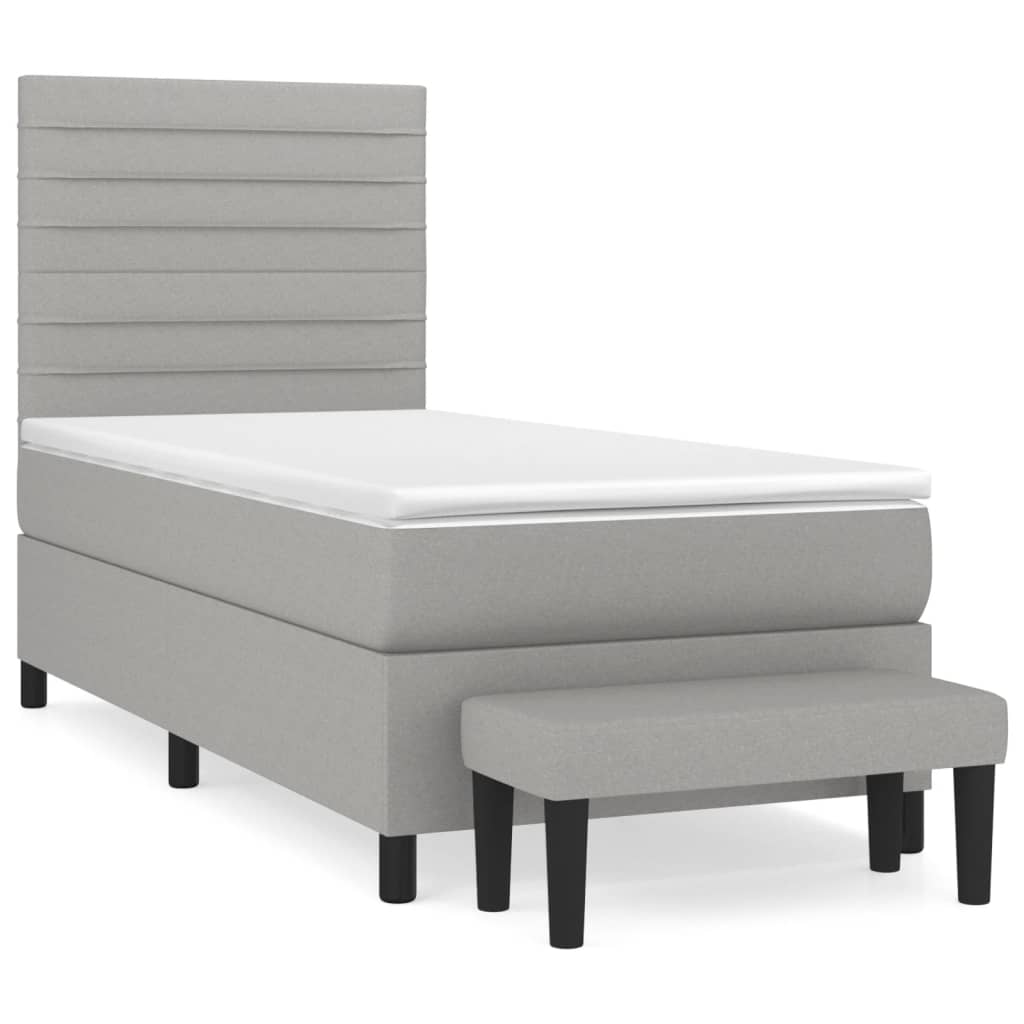Boxspring met matras stof lichtgrijs 90x190 cm is nu te koop bij PeponiXL, paradijselijk wonen!