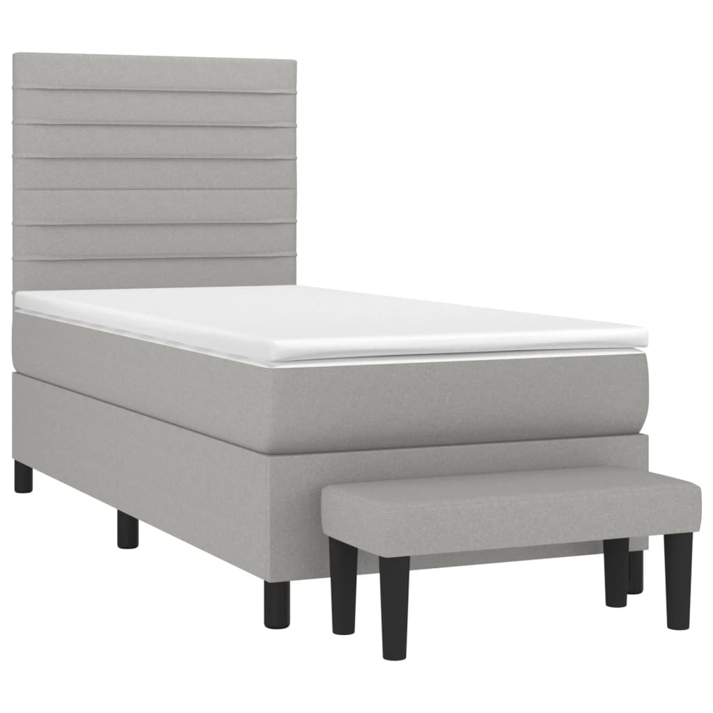 Boxspring met matras stof lichtgrijs 90x190 cm is nu te koop bij PeponiXL, paradijselijk wonen!
