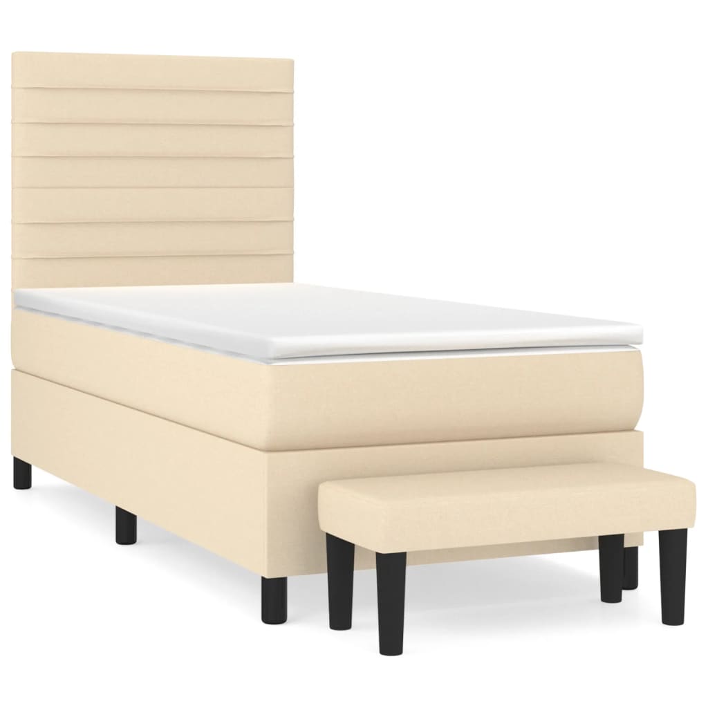 Boxspring met matras stof crèmekleurig 90x190 cm is nu te koop bij PeponiXL, paradijselijk wonen!