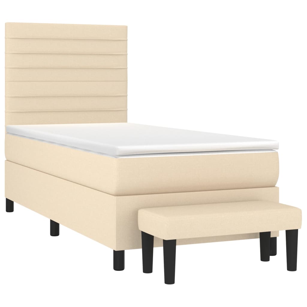 Boxspring met matras stof crèmekleurig 90x190 cm is nu te koop bij PeponiXL, paradijselijk wonen!