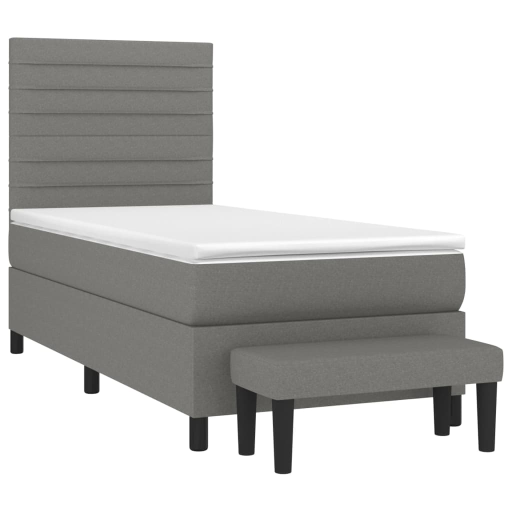 Boxspring met matras stof donkergrijs 90x200 cm is nu te koop bij PeponiXL, paradijselijk wonen!