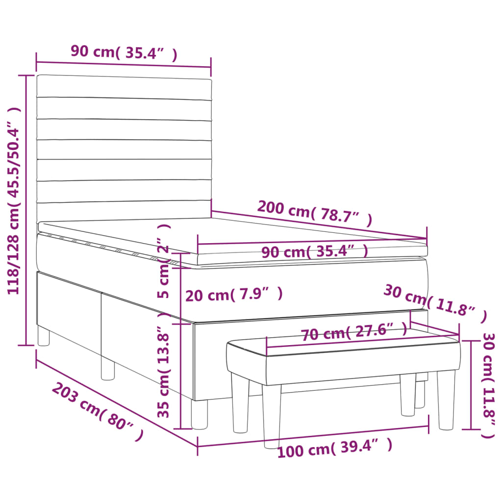 Boxspring met matras stof zwart 90x200 cm is nu te koop bij PeponiXL, paradijselijk wonen!