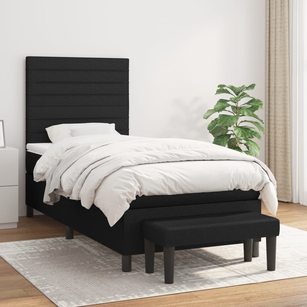Boxspring met matras stof zwart 90x200 cm is nu te koop bij PeponiXL, paradijselijk wonen!