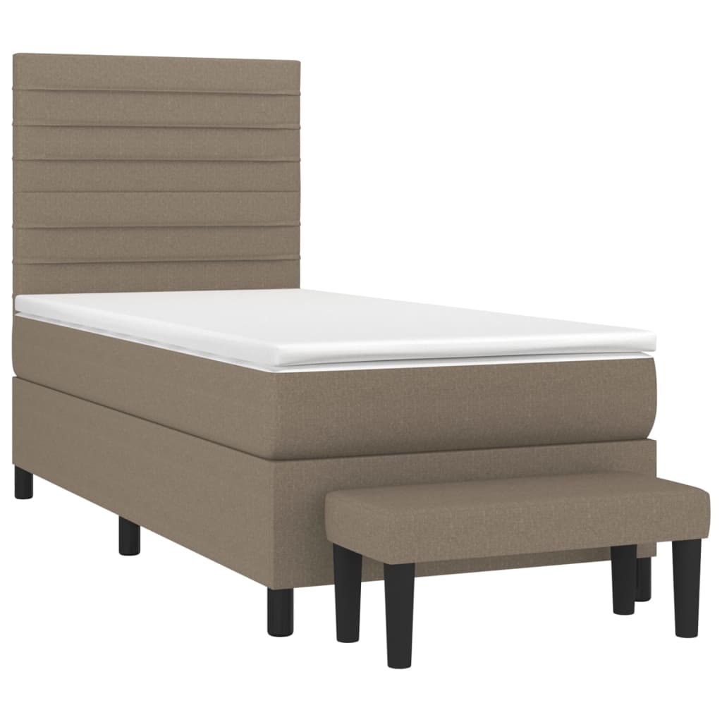 Boxspring met matras stof taupe 90x200 cm is nu te koop bij PeponiXL, paradijselijk wonen!