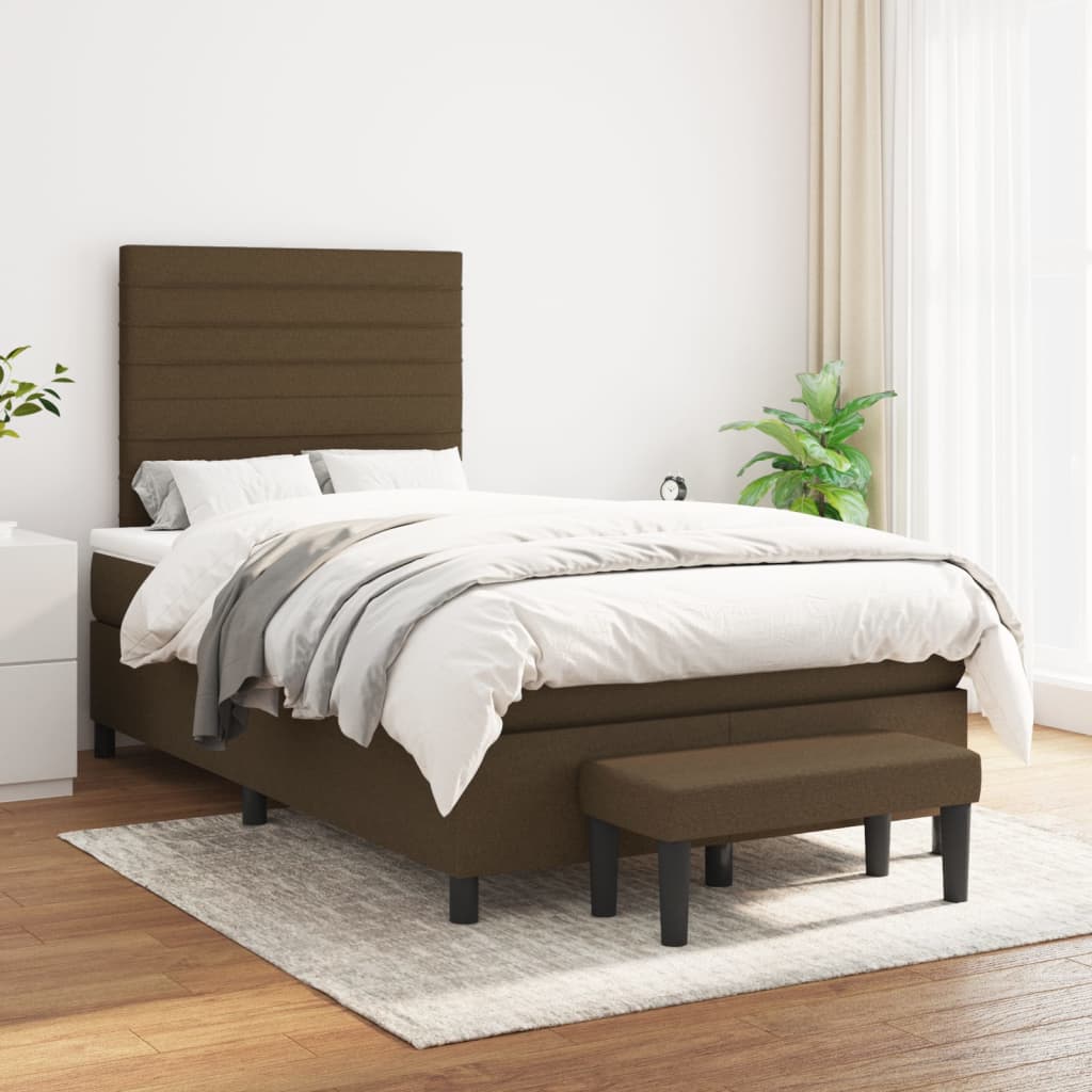 Boxspring met matras stof donkerbruin 120x200 cm is nu te koop bij PeponiXL, paradijselijk wonen!