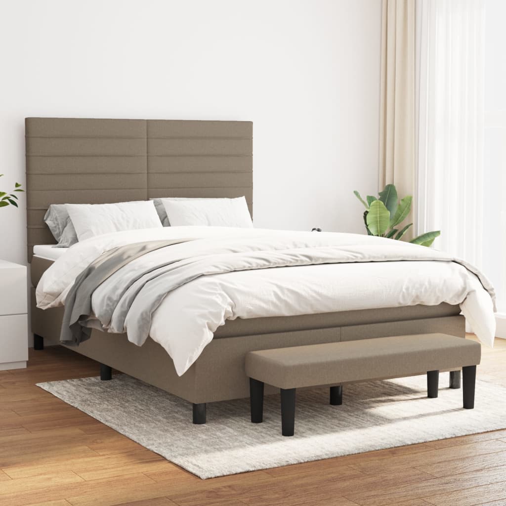 Boxspring met matras stof taupe 140x200 cm is nu te koop bij PeponiXL, paradijselijk wonen!