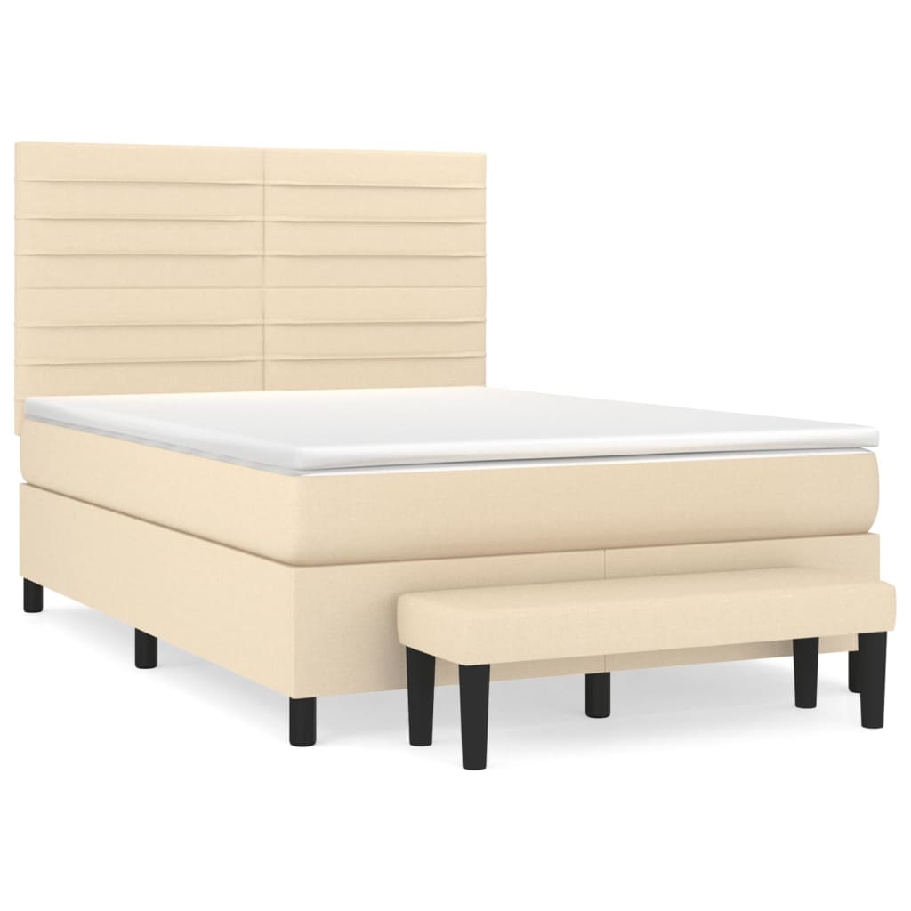 Boxspring met matras stof crèmekleurig 140x200 cm is nu te koop bij PeponiXL, paradijselijk wonen!