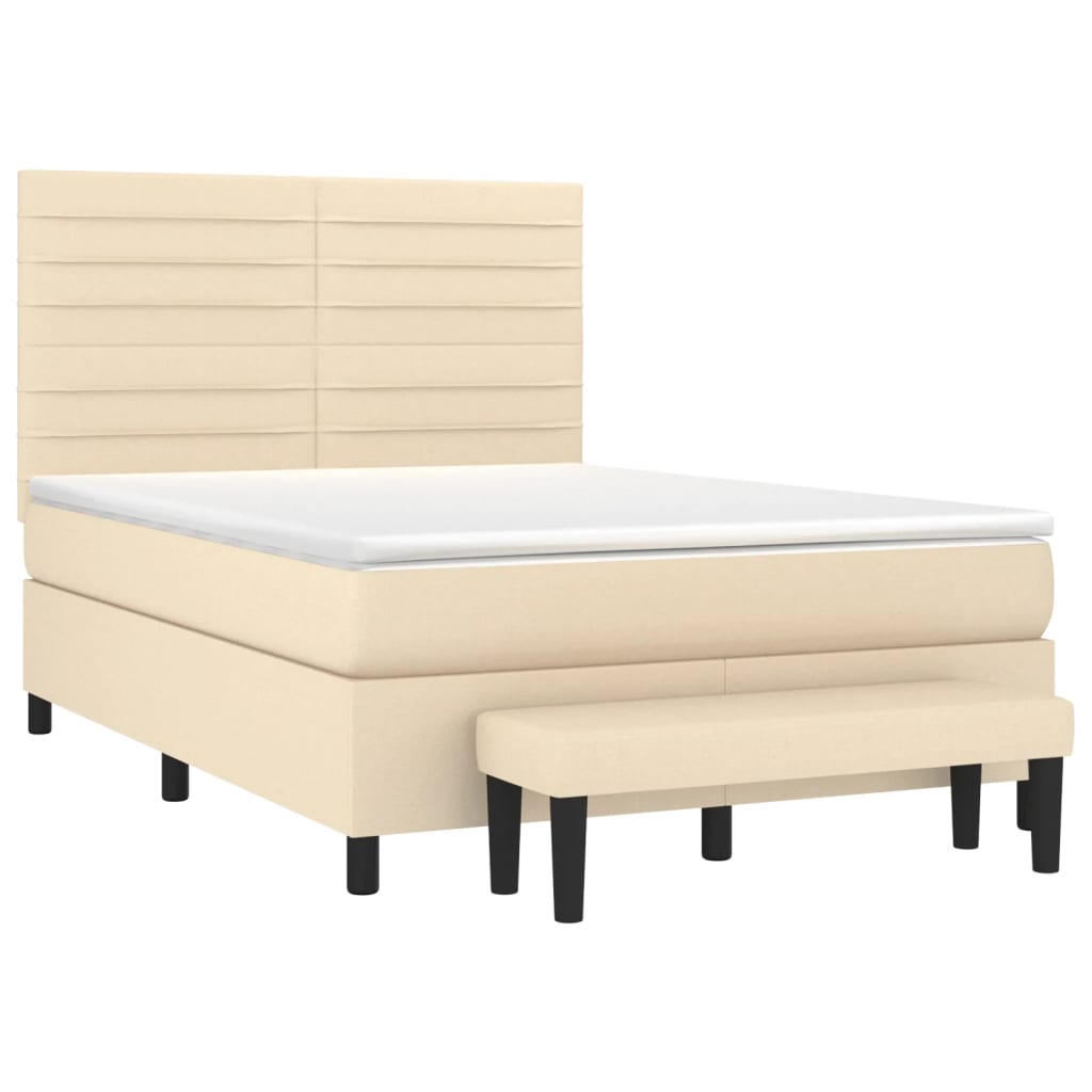 Boxspring met matras stof crèmekleurig 140x200 cm is nu te koop bij PeponiXL, paradijselijk wonen!