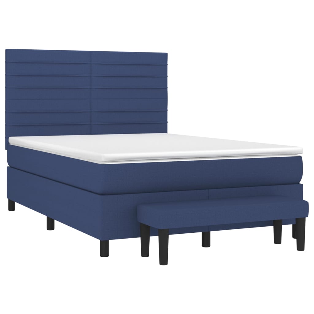 Boxspring met matras stof blauw 140x200 cm is nu te koop bij PeponiXL, paradijselijk wonen!