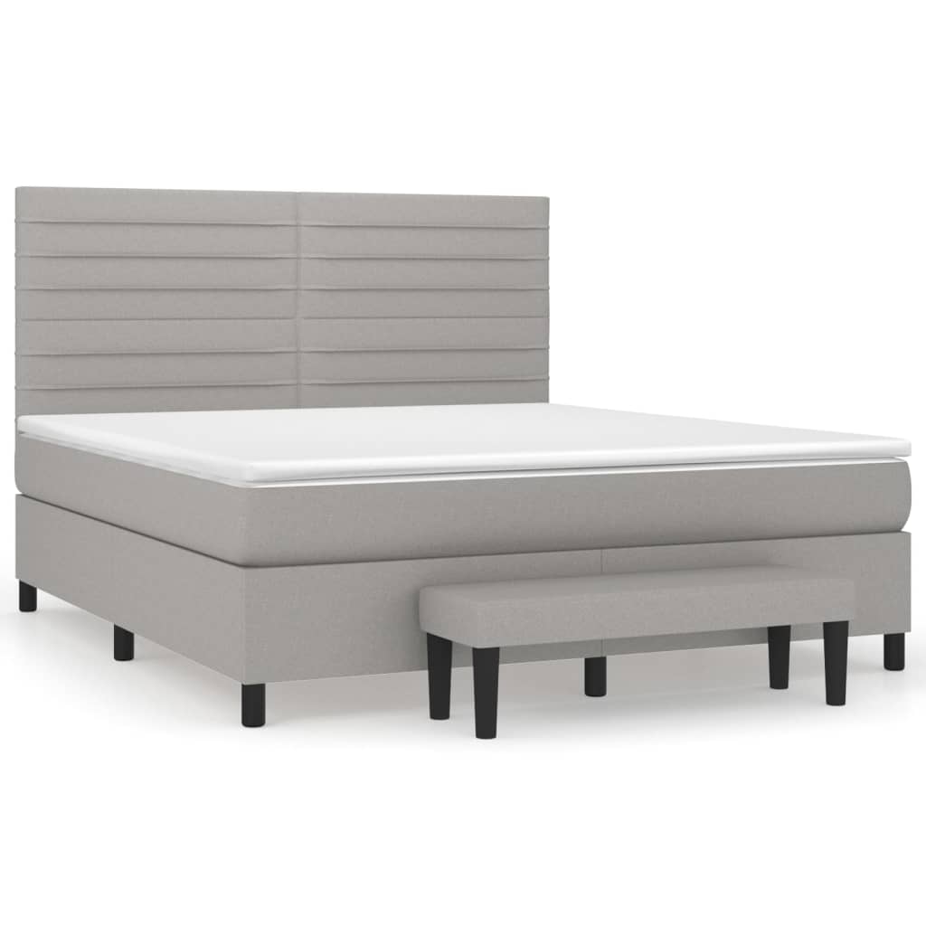 Boxspring met matras stof lichtgrijs 160x200 cm is nu te koop bij PeponiXL, paradijselijk wonen!