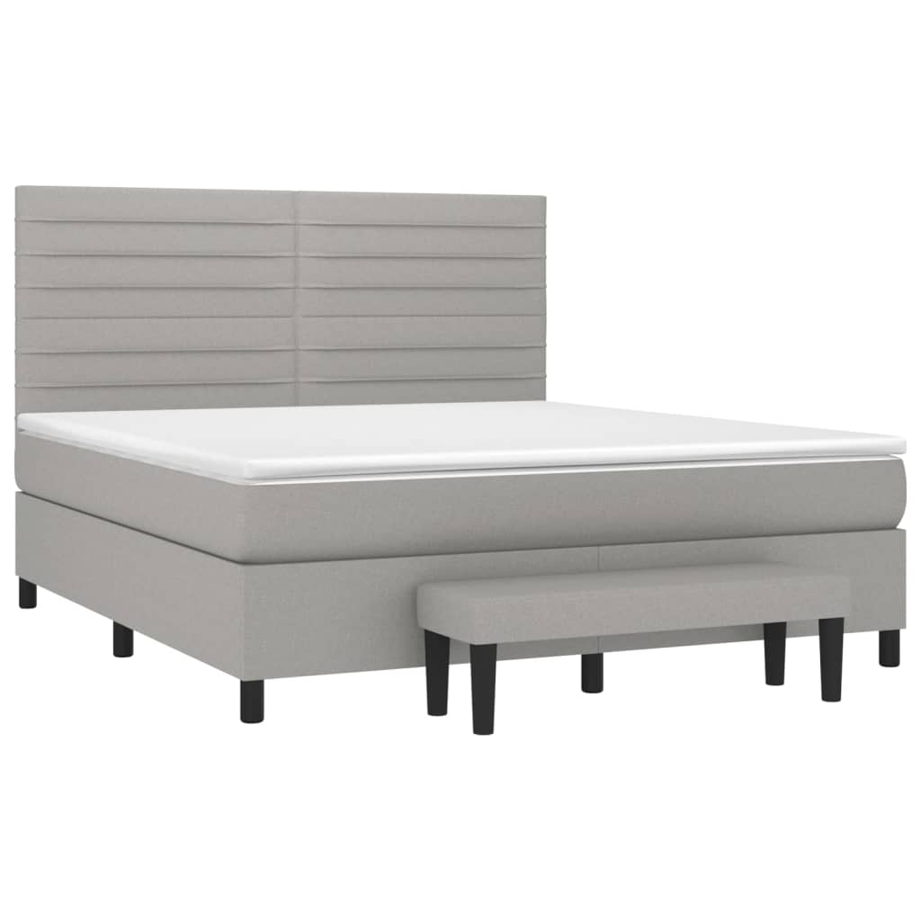 Boxspring met matras stof lichtgrijs 160x200 cm is nu te koop bij PeponiXL, paradijselijk wonen!