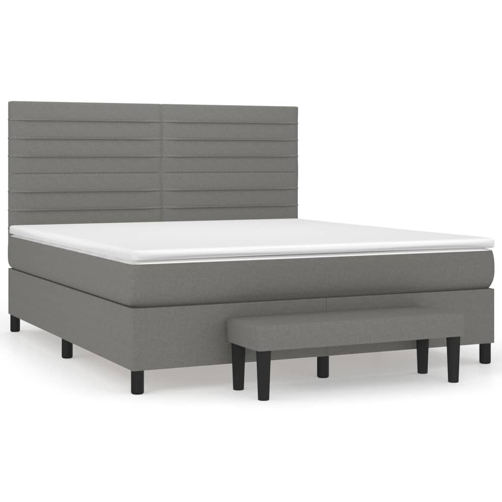 Boxspring met matras stof donkergrijs 160x200 cm is nu te koop bij PeponiXL, paradijselijk wonen!