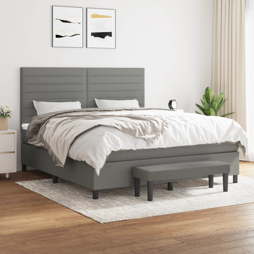 Boxspring met matras stof donkergrijs 160x200 cm is nu te koop bij PeponiXL, paradijselijk wonen!