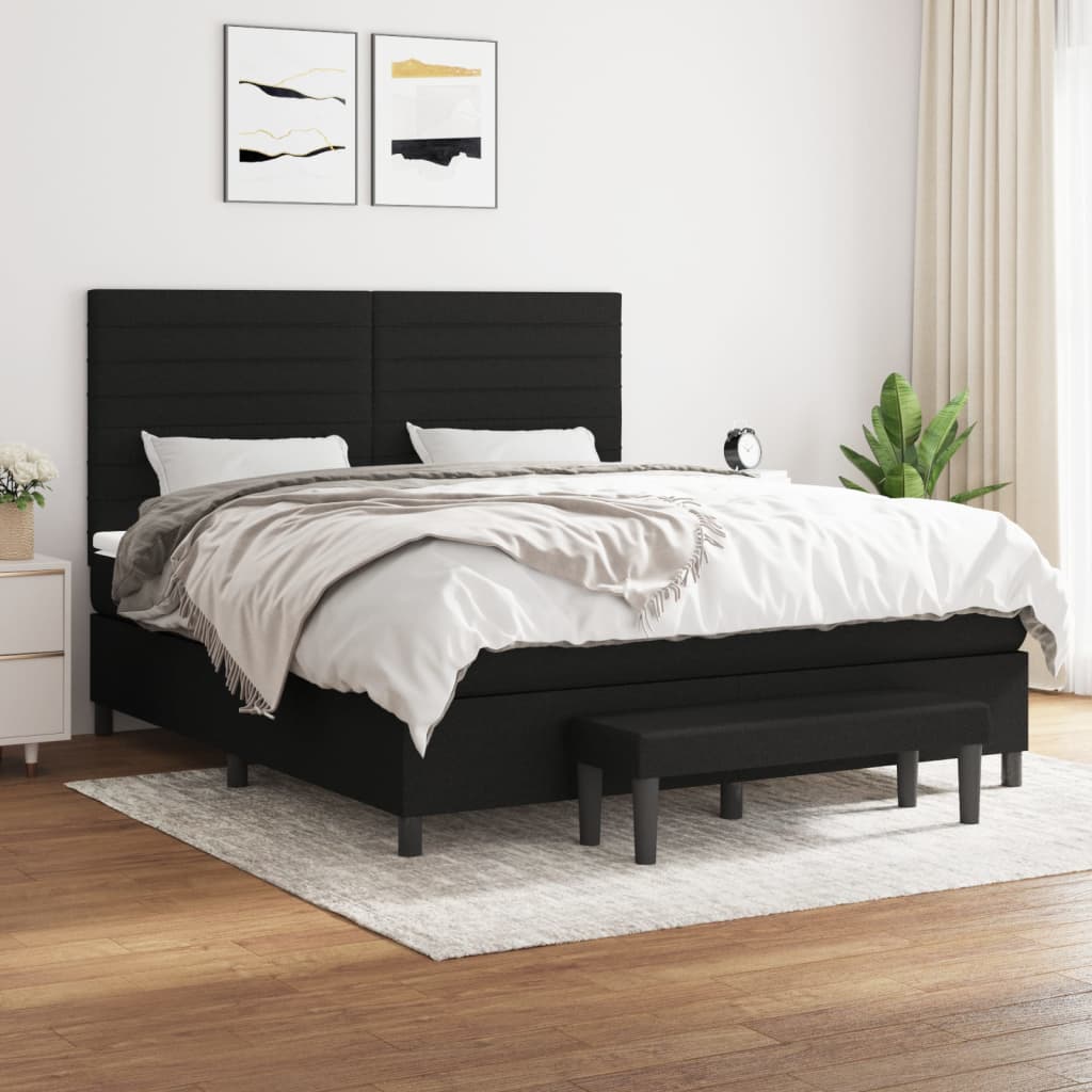 Boxspring met matras stof zwart 160x200 cm is nu te koop bij PeponiXL, paradijselijk wonen!