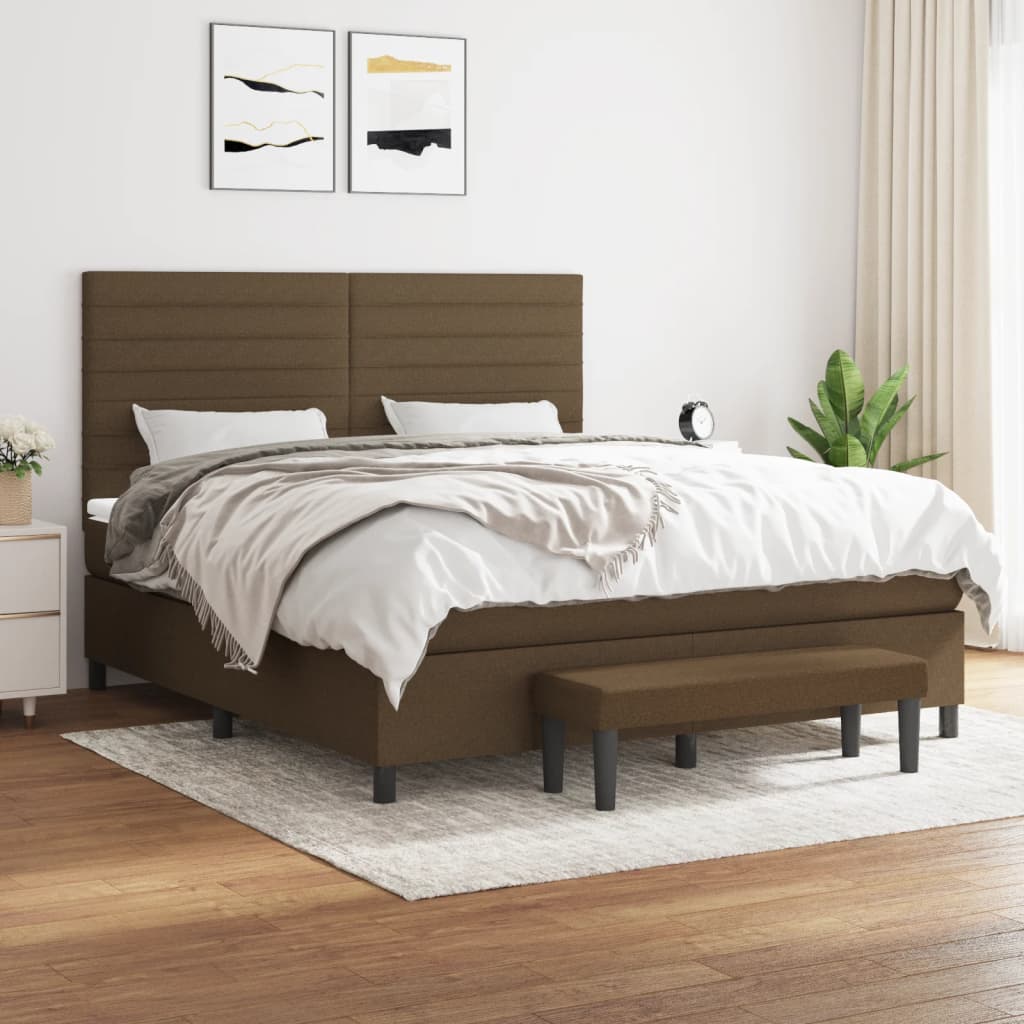 Boxspring met matras stof donkerbruin 160x200 cm is nu te koop bij PeponiXL, paradijselijk wonen!