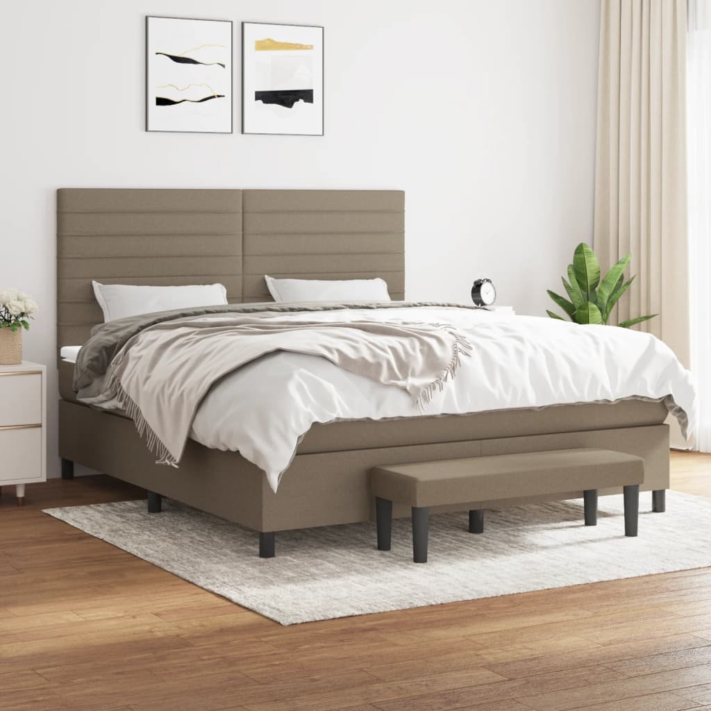Boxspring met matras stof taupe 160x200 cm is nu te koop bij PeponiXL, paradijselijk wonen!